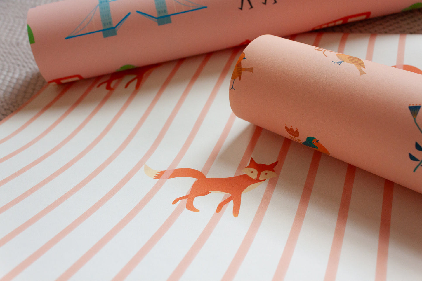 Eco-friendly wallpaper rolls printed with water-based inks