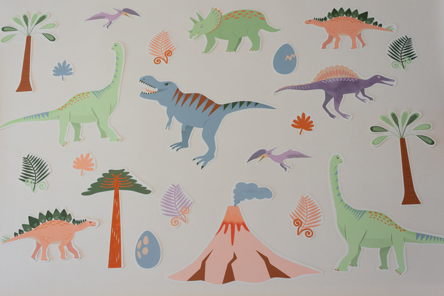 Whimsical dinosaur rice paper decals – printed with water-based inks