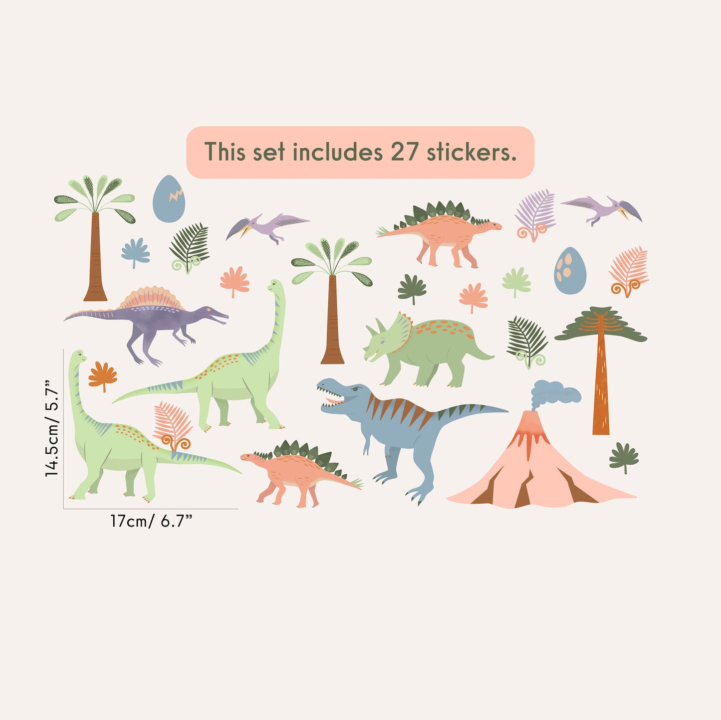 Whimsical dinosaur stickers for nurseries – safe, removable, and eco-conscious