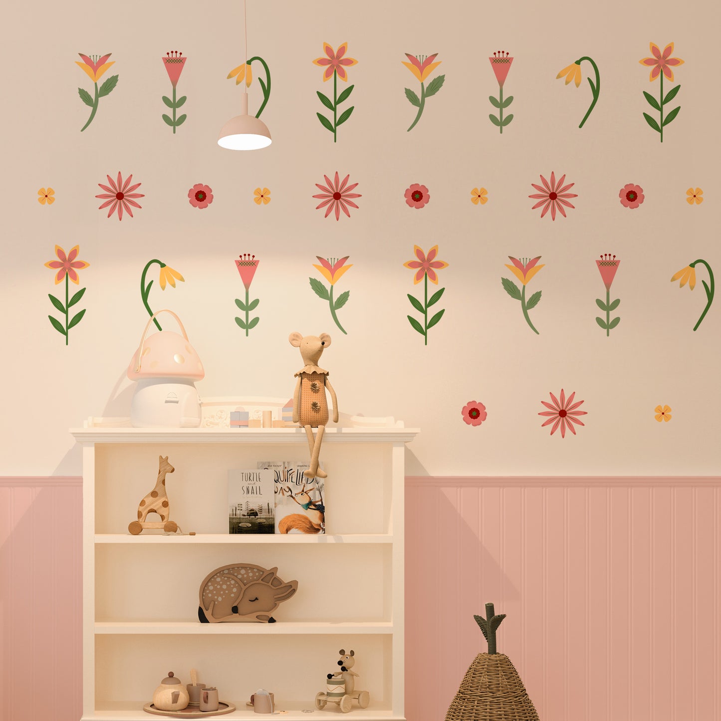 Earthy floral wall stickers – eco-friendly and removable rice paper design