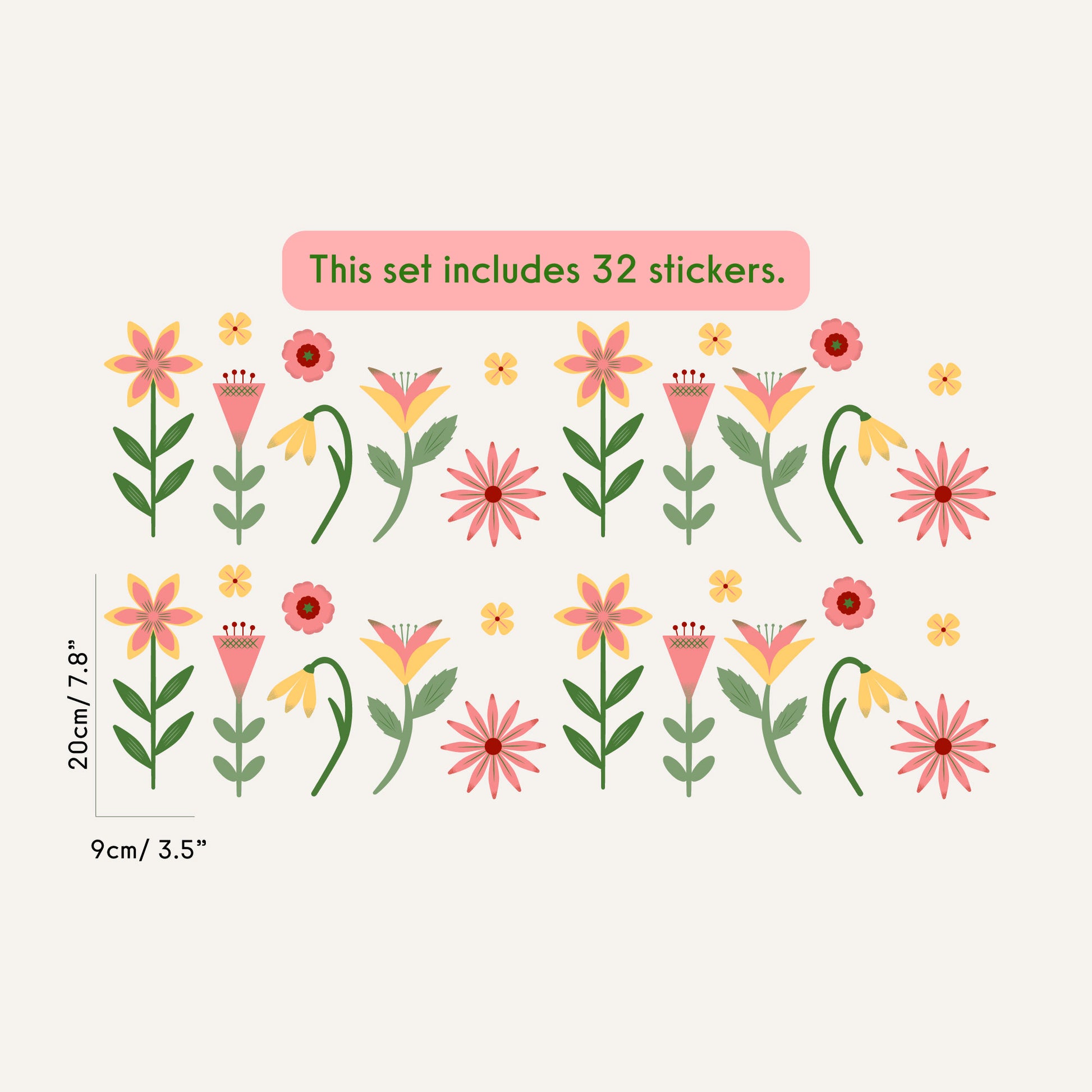 Earthy floral wall stickers – eco-friendly and removable rice paper design