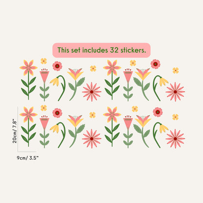 Earthy floral wall stickers – eco-friendly and removable rice paper design