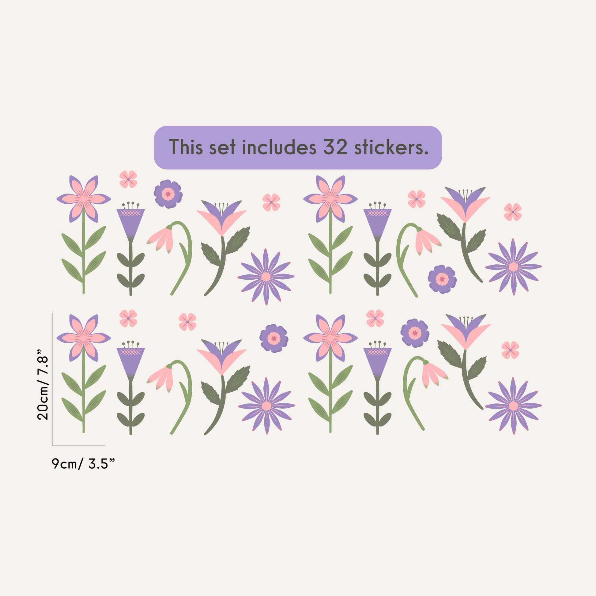 Botanical floral wall stickers inspired by English gardens – rice paper and non-toxic