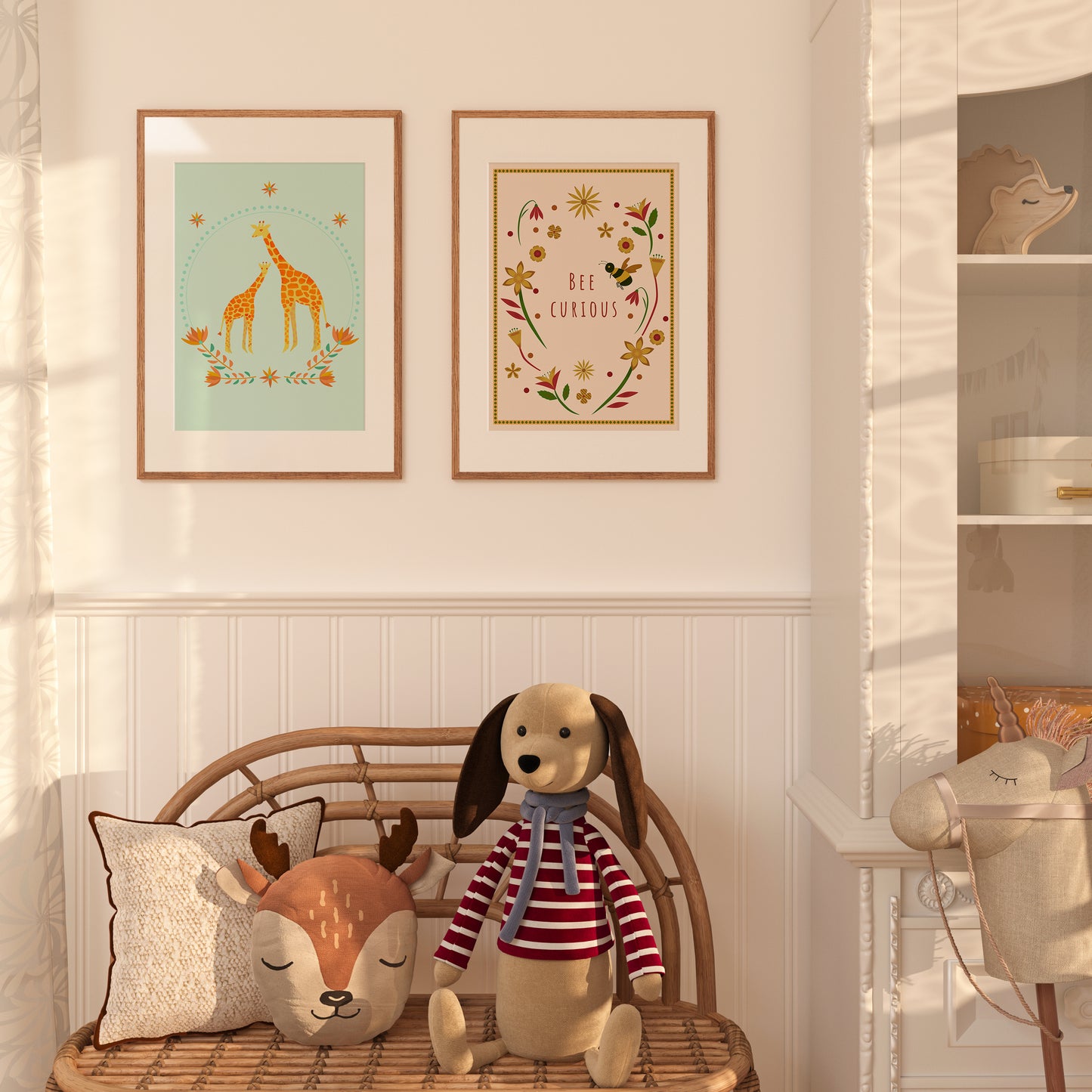 Earth-coloured hand-illustrated print designed for children, safe and eco-conscious.