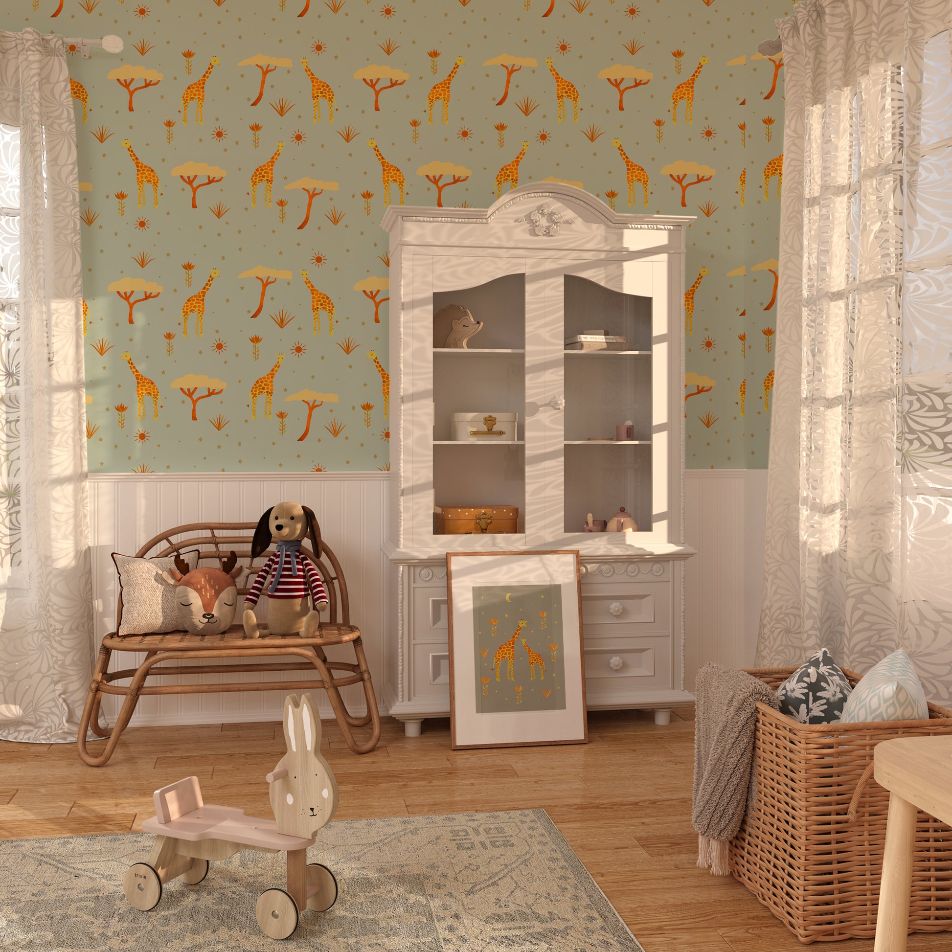 Children's bedroom decorated with eco-friendly wallpaper
