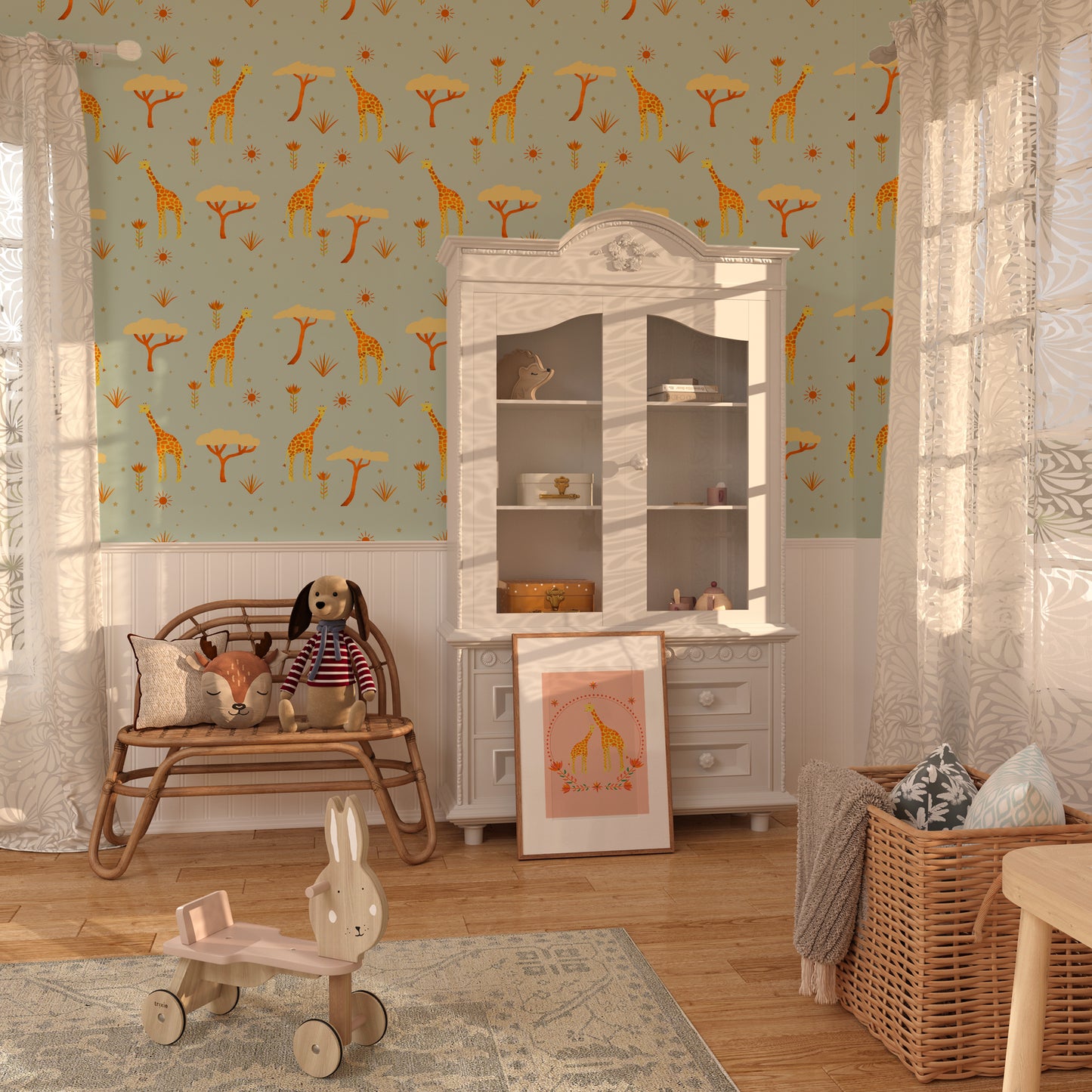 Children's bedroom decorated with eco-friendly wallpaper