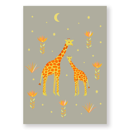 Hand-illustrated Giraffe art print for children, eco-friendly and non-toxic.
