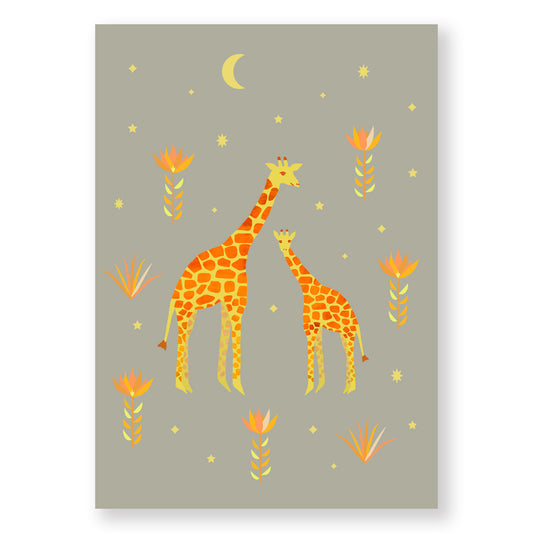 Hand-illustrated Giraffe art print for children, eco-friendly and non-toxic.