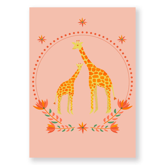 Hand-illustrated Giraffe art print for children, eco-friendly and non-toxic.