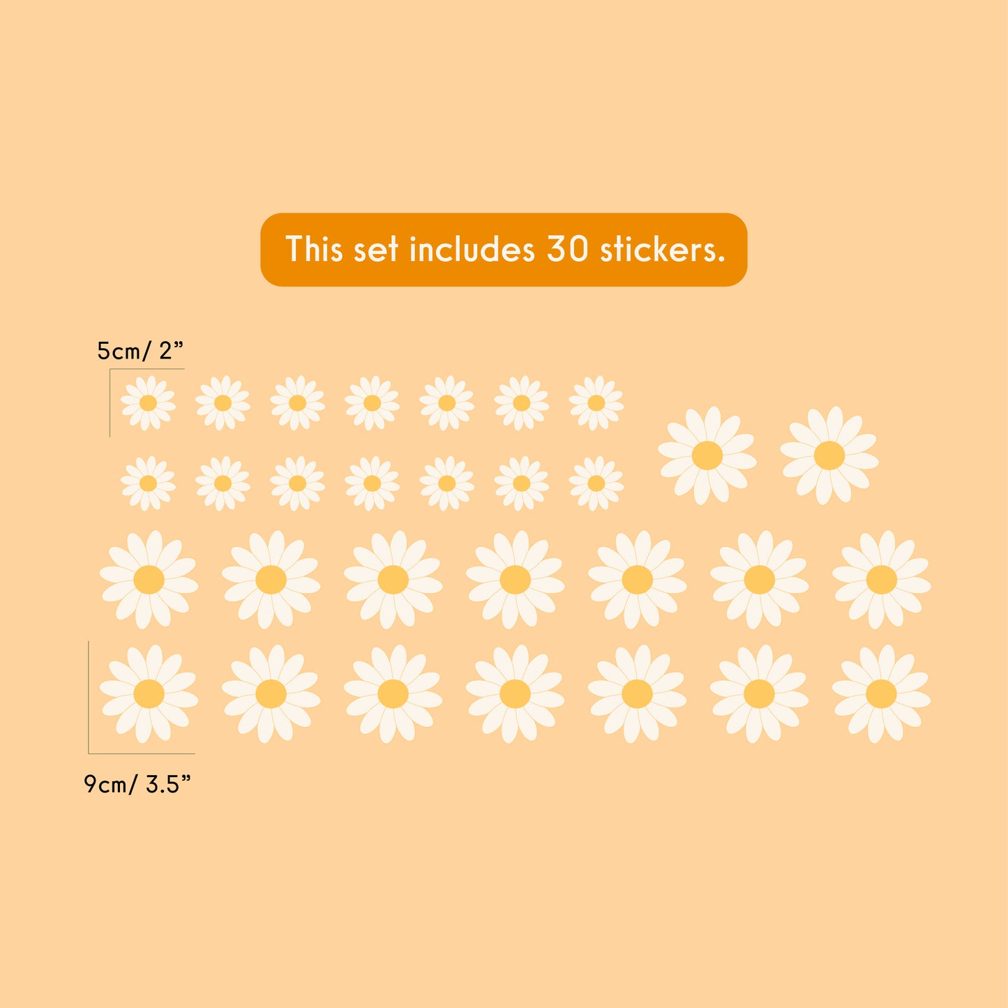 Japandi inspired daisy wall stickers made with eco-friendly non-toxic materials