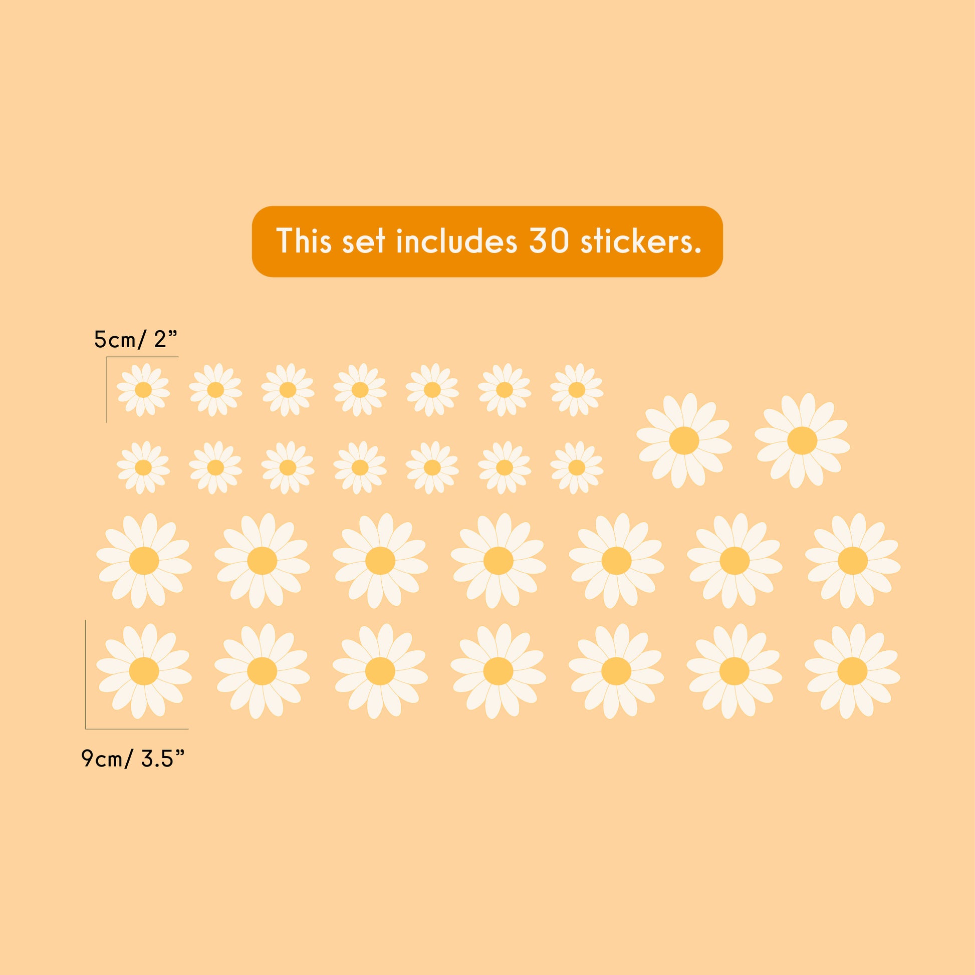 Japandi inspired daisy wall stickers made with eco-friendly non-toxic materials