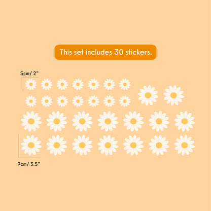 Japandi inspired daisy wall stickers made with eco-friendly non-toxic materials