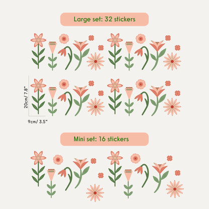 English Garden Wall Stickers Set - Blush Pink