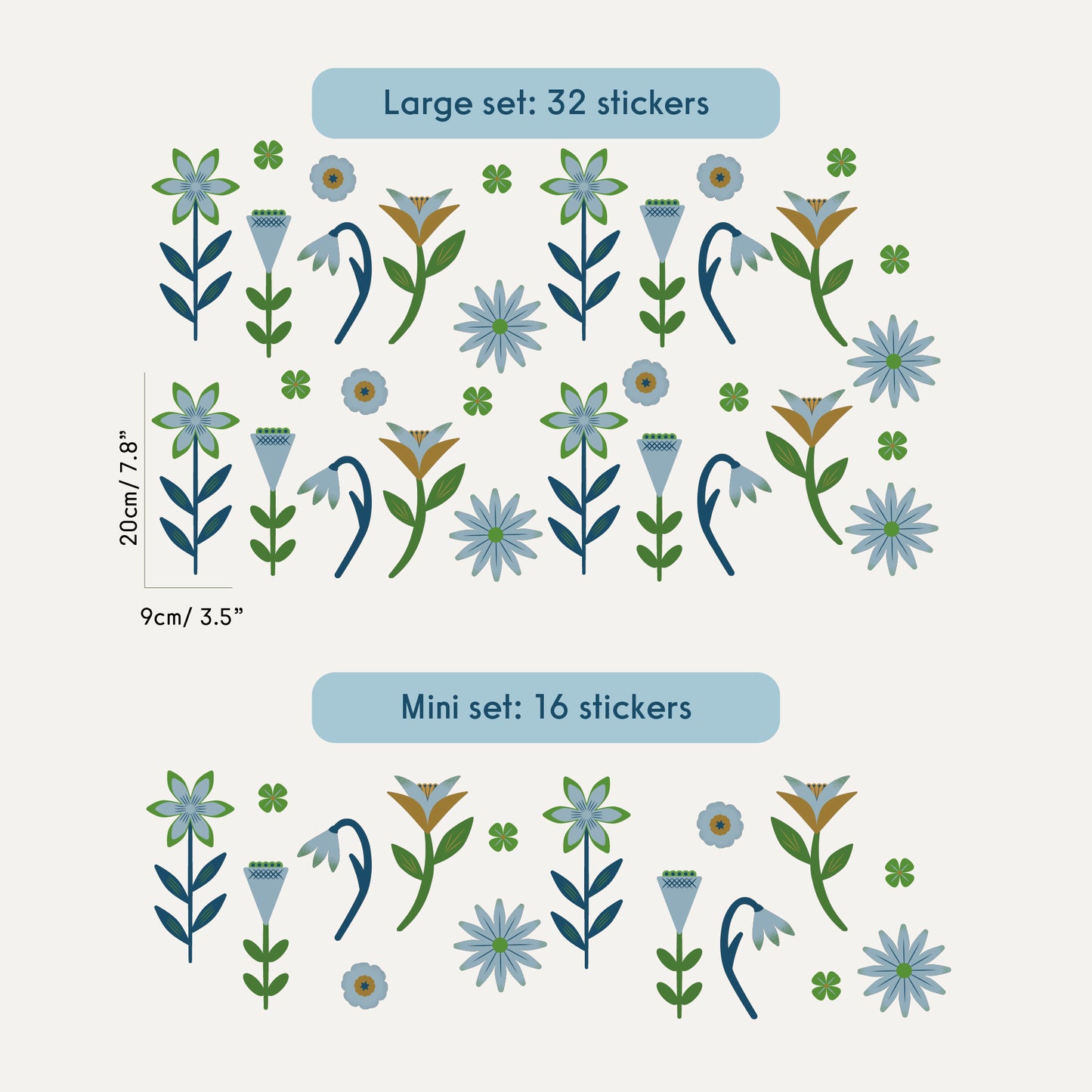English Garden Wall Stickers Set - Blue