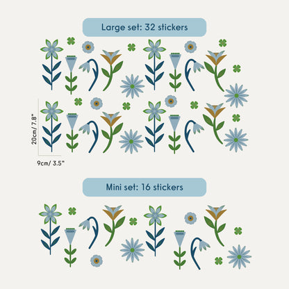 English Garden Wall Stickers Set - Blue