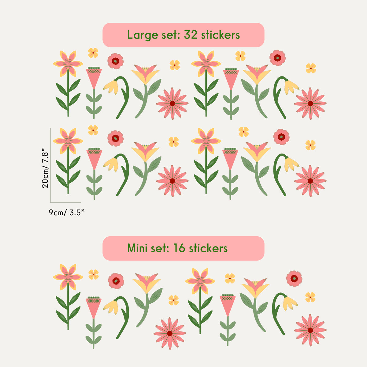 English Garden Wall Stickers Set - Pink