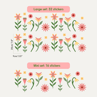 English Garden Wall Stickers Set - Pink