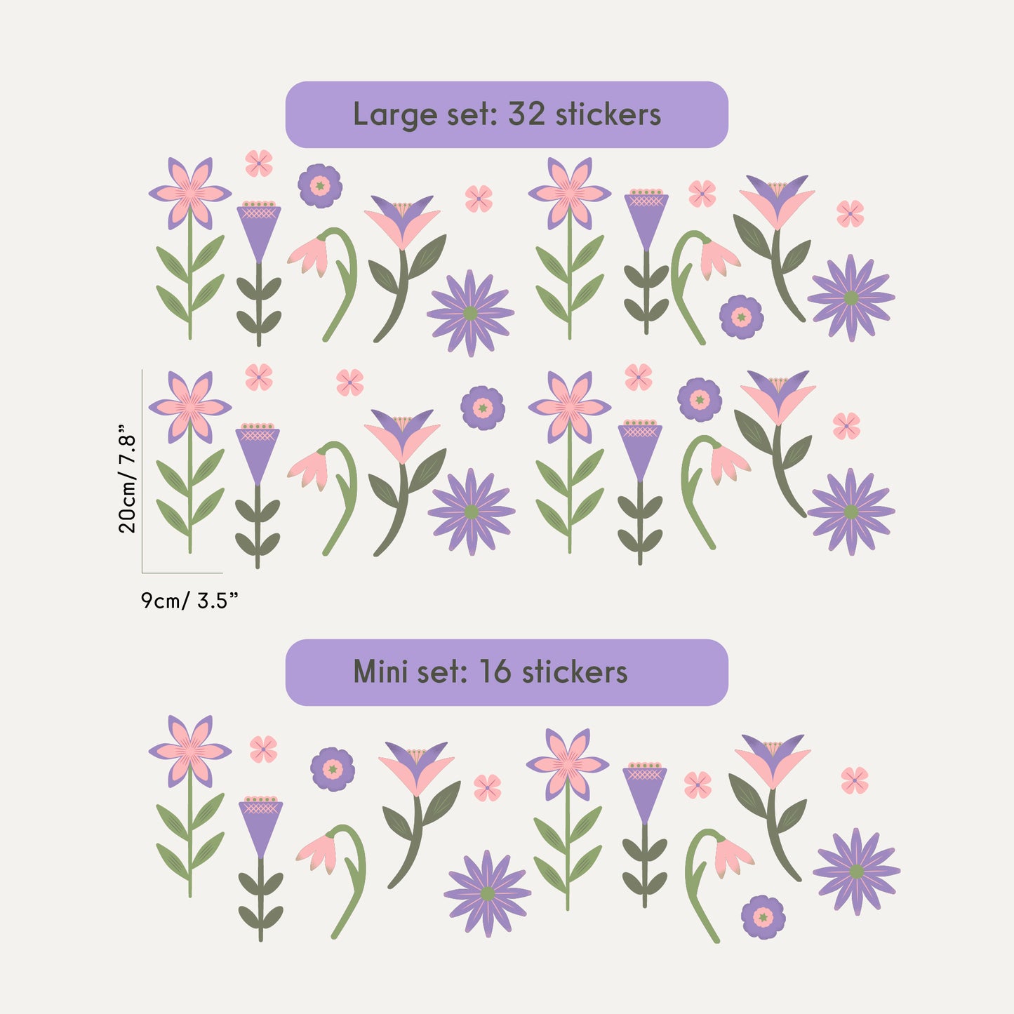English Garden Wall Stickers Set - Purple