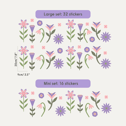 English Garden Wall Stickers Set - Purple