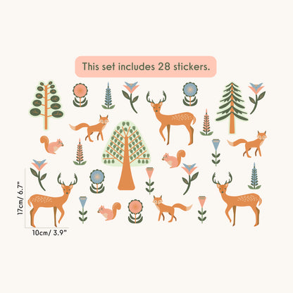 Gentle woodland decals in natural hues – perfect for baby rooms and rentals