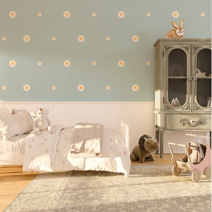 Non-toxic daisy wall stickers with soft natural colours for children's room