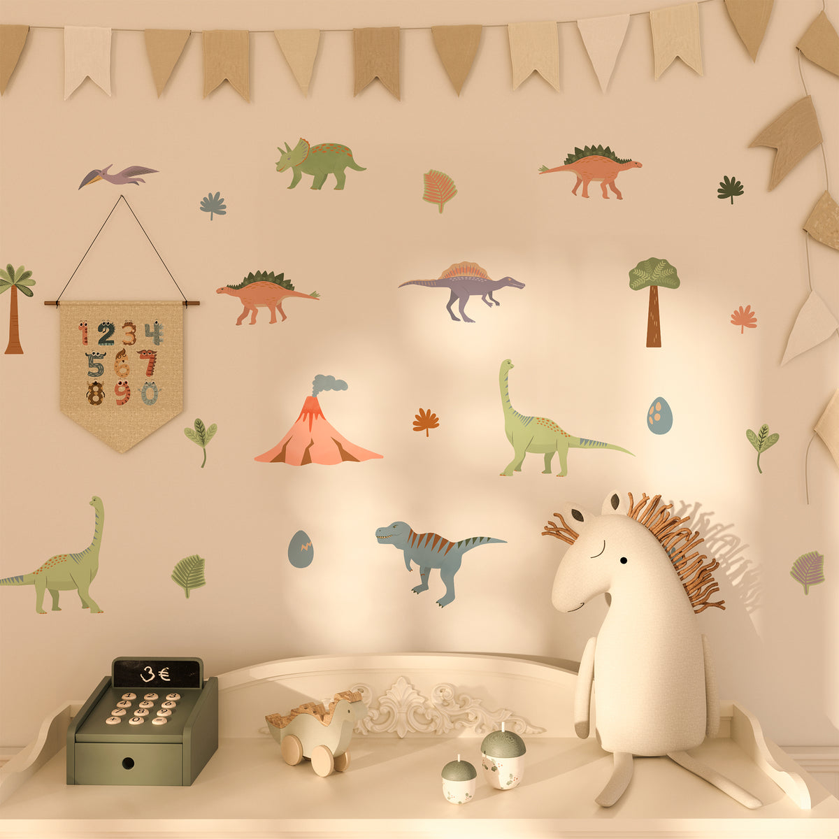 Playful dinosaur wall stickers – non-toxic and safe for children