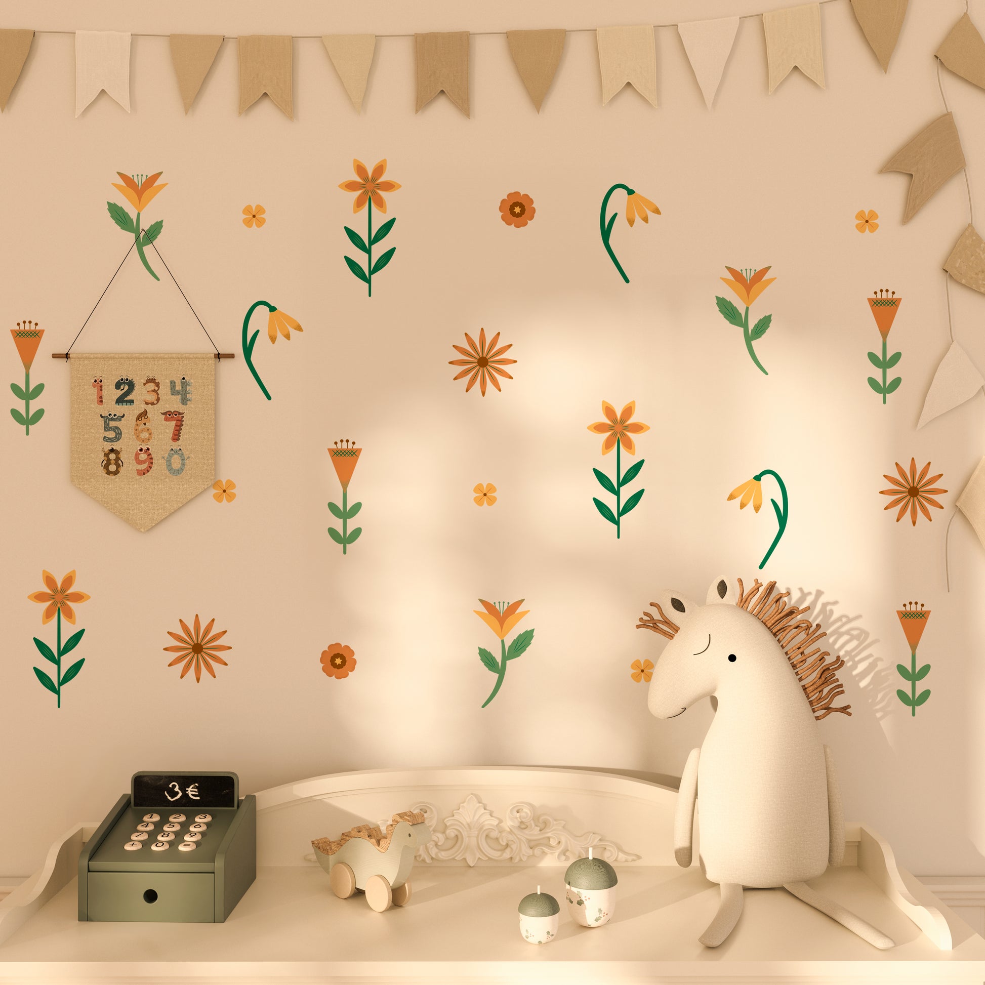 Botanical floral wall stickers inspired by English gardens – rice paper and non-toxic
