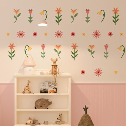 Earthy floral wall stickers – eco-friendly and removable rice paper design