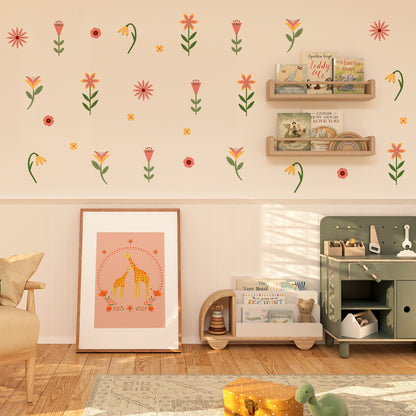 Botanical floral wall stickers inspired by English gardens – rice paper and non-toxic