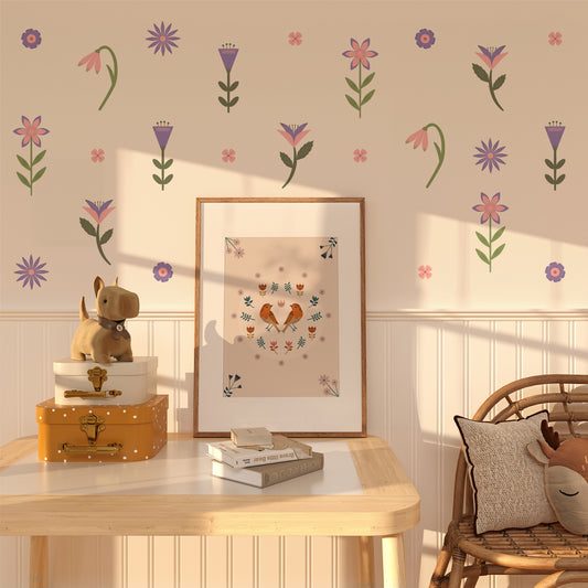 Botanical floral wall stickers inspired by English gardens – rice paper and non-toxic
