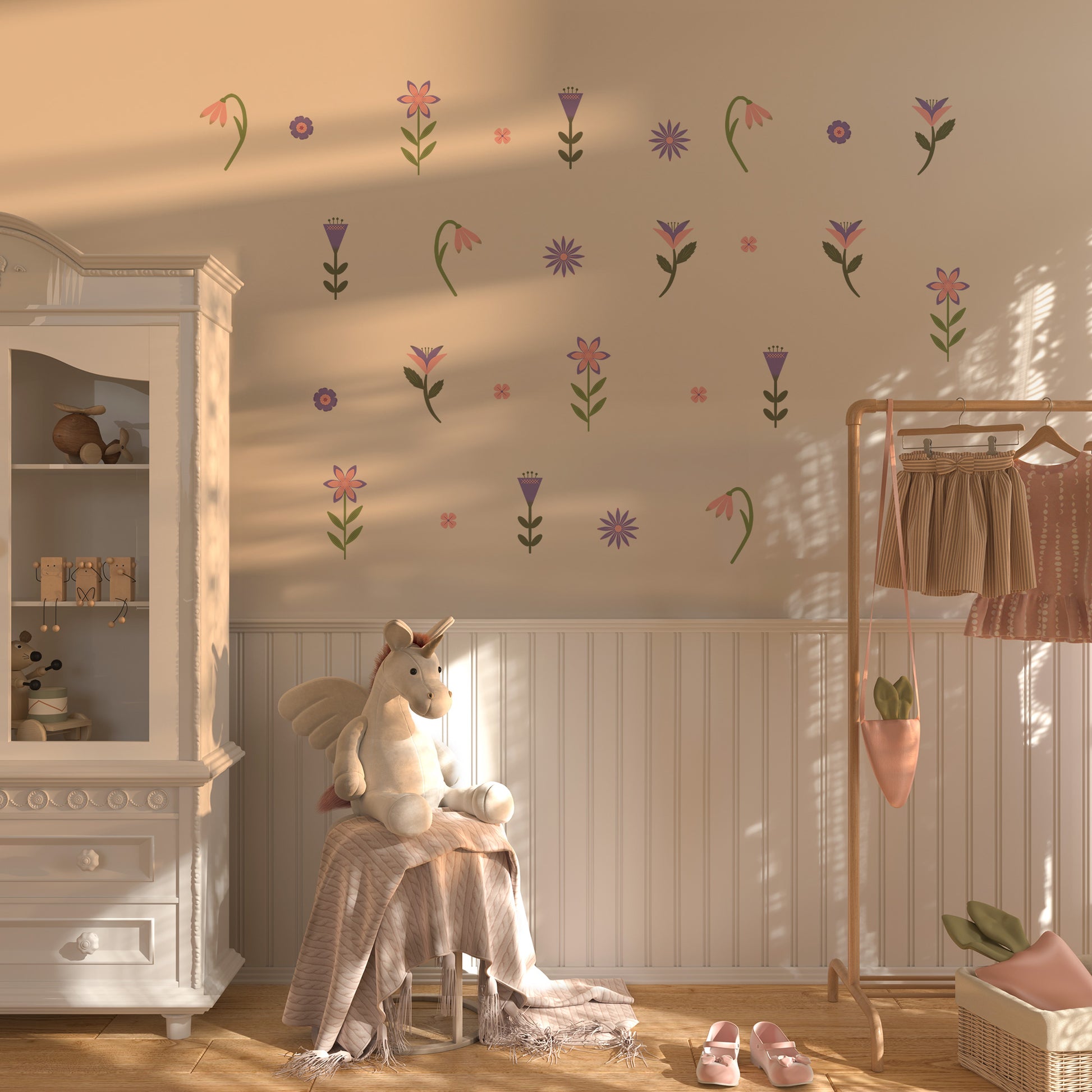 Soft flower decals with an organic look – Japandi-inspired and sustainable