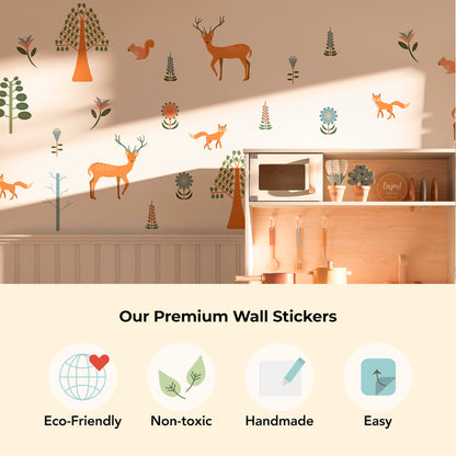 Woodland creatures wall art – removable rice paper decals for calming spaces